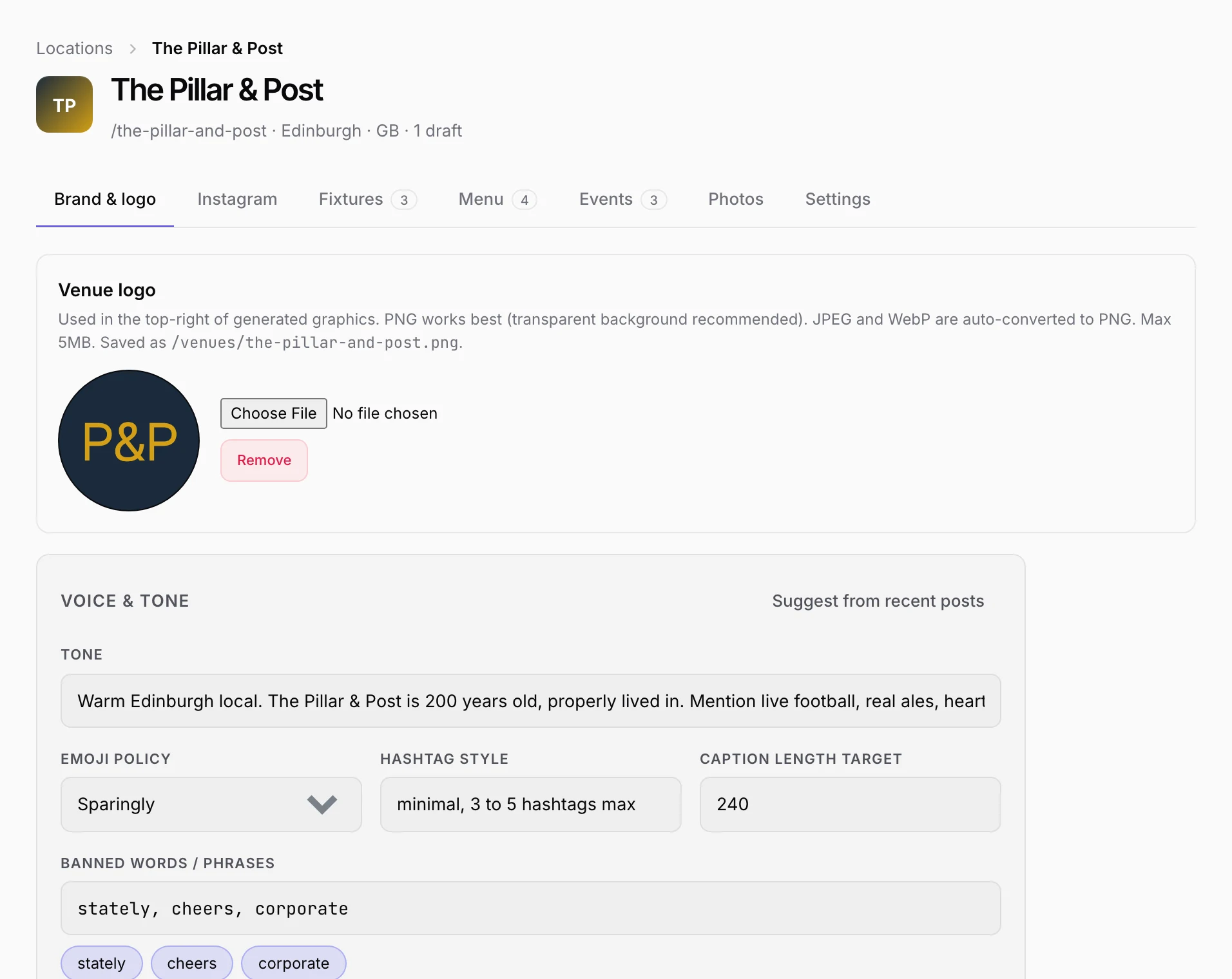 The Brand & logo tab