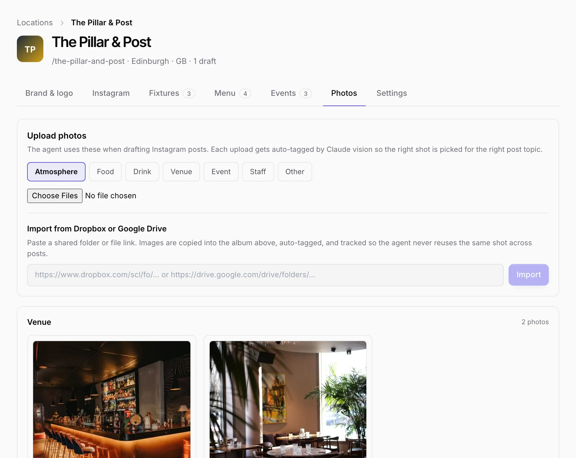 The Photos tab