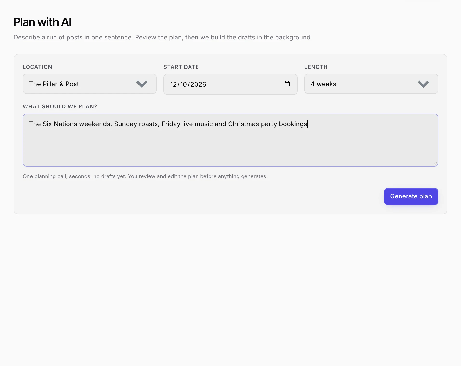 The Plan with AI page